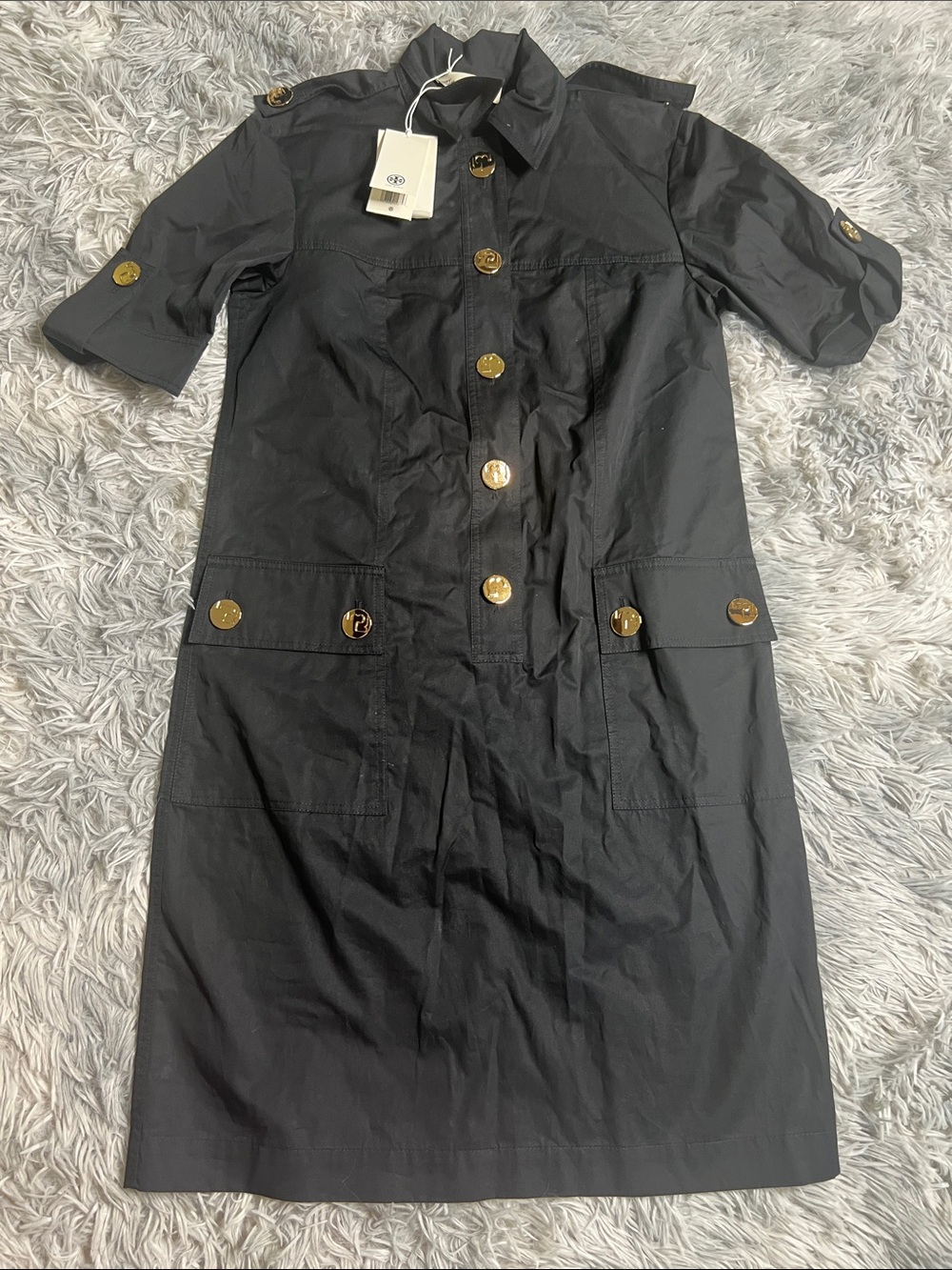 Tory Burch Black and Gold Camp Dress in Size: 00